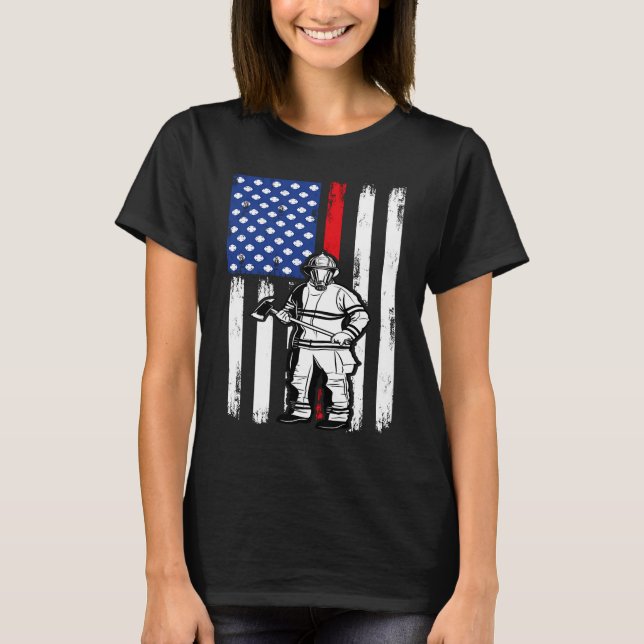 Camiseta Gráfico fino de linha vermelha do pavilhão america (Frente)
