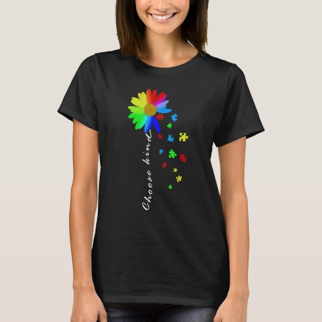 Camiseta Gráfico Floral Autismo Sensibilização Daisy Flower (Frente)