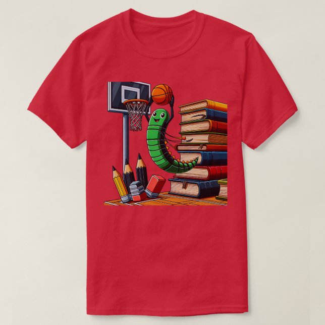 Camiseta Gráfico Funny Bookworm Basquete para Leitores e (Frente do Design)