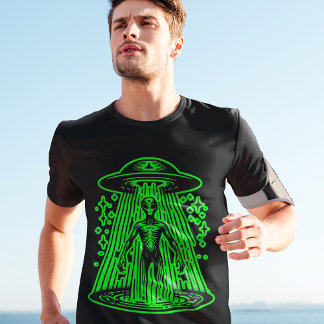 Camiseta Gráfico Legal de OVNI Verde da espaçonave alieníge