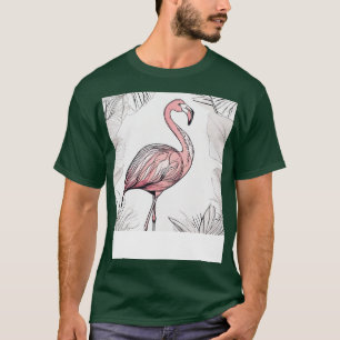 Camiseta Gráfico legal e Colorido do Retrato Flamingo