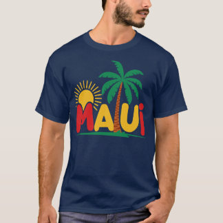 Camiseta Gráfico Maui Vibrante com TShirt de Árvore de Palm