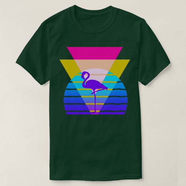 Camiseta Gráfico Nostálgico Flamingo dos anos 80 (Frente do Design)
