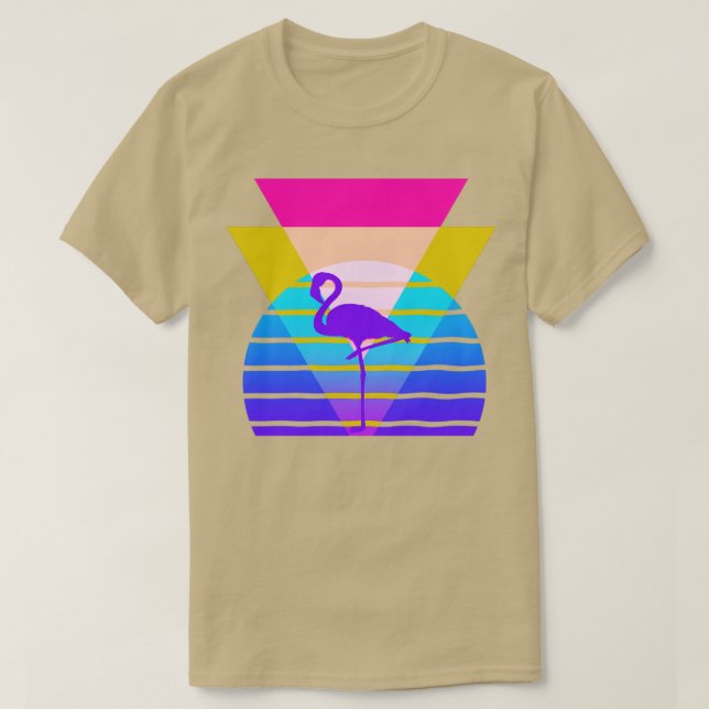 Camiseta Gráfico Nostálgico Flamingo dos anos 80 (Frente do Design)