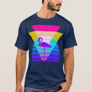 Camiseta Gráfico Nostálgico Flamingo dos anos 80