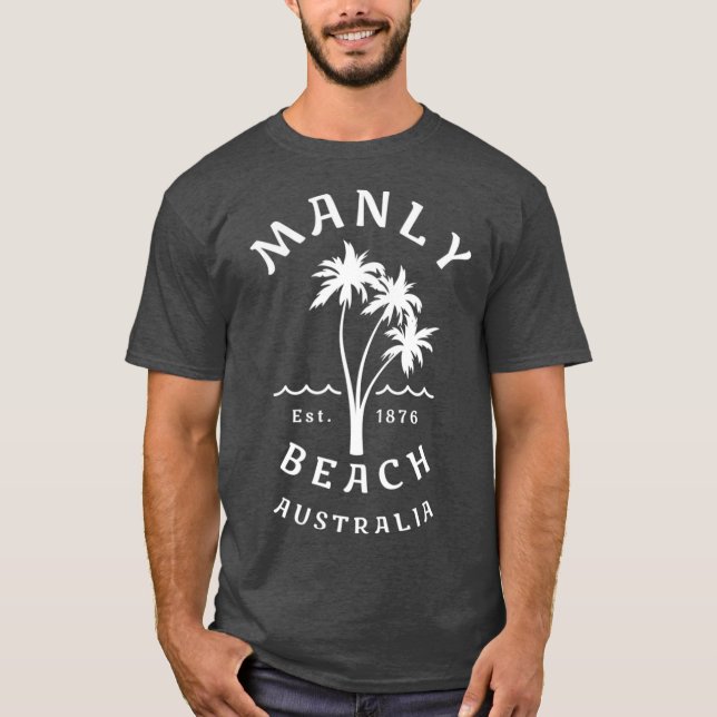 Camiseta Gráfico original australiano da Retro Manly Beach (Frente)