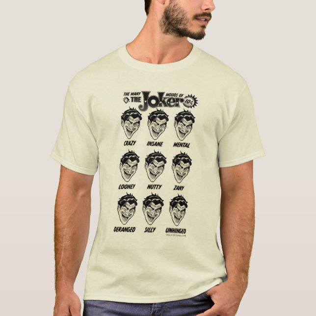 Camiseta Gráfico "Os Muitos Modos do Coringa" (Frente)
