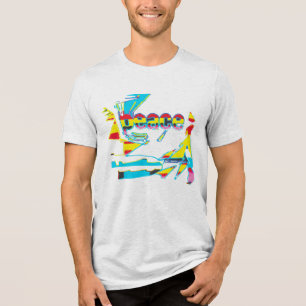 Camiseta Gráfico "Paz" com Design de Arte Aqua Vermelha Ama