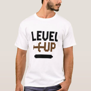Camiseta gráfico pixelado de texto Level Up design de camis