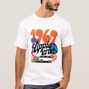 Camiseta Gráfico Retro da Era Hippie de 1969 com Símbolo da
