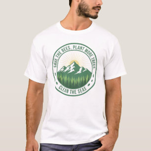 Camiseta Gráfico Retro de Montanha para Conservação Ambient