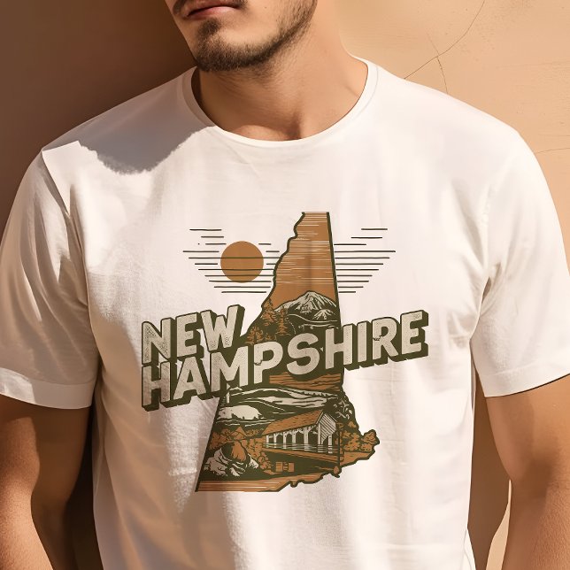 Camiseta Gráfico Retro Viagem Iconic New Hampshire (Criador carregado)