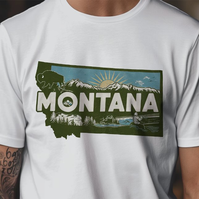 Camiseta Gráfico Retro Viagem Icônico Montana (Criador carregado)