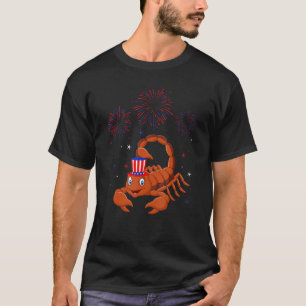 Camiseta Gráfico Scorpion Red White Blue Fireworks Decor 4t
