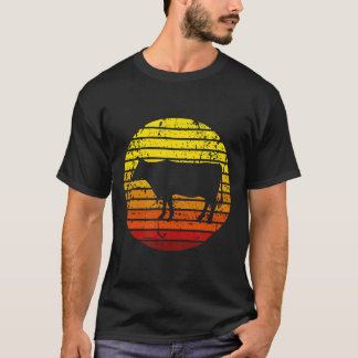 Camiseta Gráfico Silhueta Pôr do Sol Vaca Vintage Retro