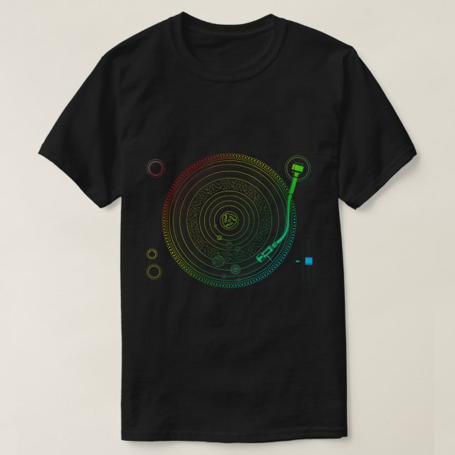 Camiseta Gráfico Space DJ - EDM T-Sh Turnável do Sistema So (Frente do Design)