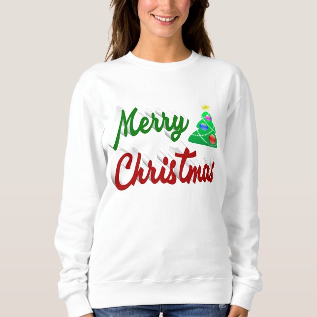 Camiseta Gráfico verde da Árvore Feliz de Natal (Frente)