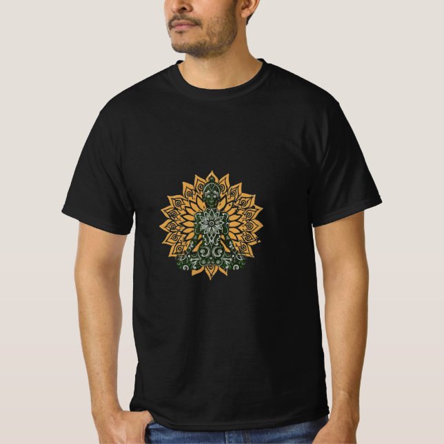 Camiseta Gráfico Zen da Pose de Lótus de Yoga (Frente)