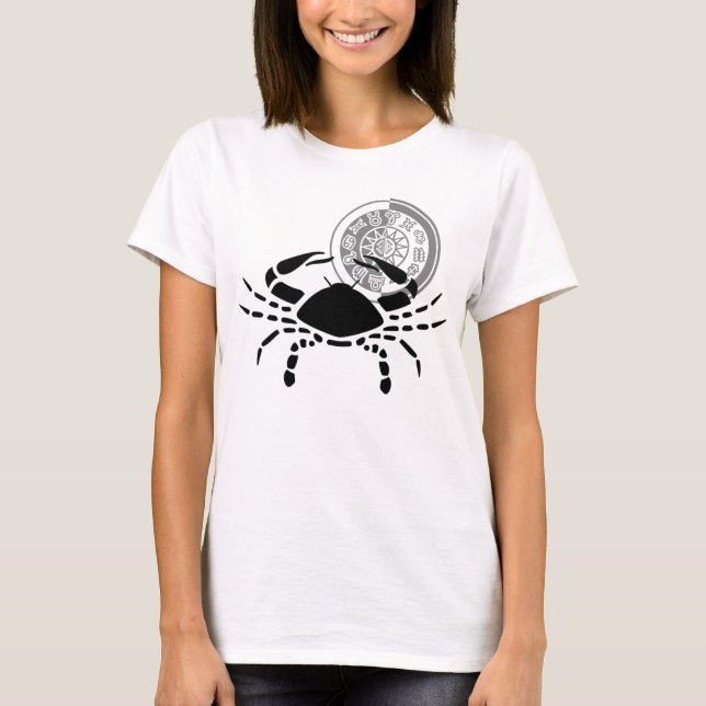 Camiseta Gráfico Zodiac do caranguejo estilo grego (Frente)