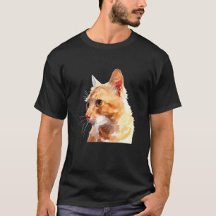 Camiseta Gráficos Coloridos de Gato Olhando de Perfil