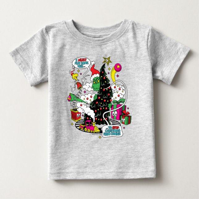 Camiseta Gráficos Coloridos de Natal do Grinch (Frente)