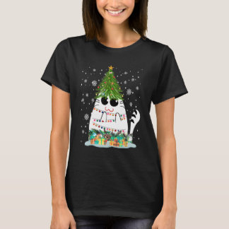 Camiseta Gráficos de Árvore de Natal de gato feminino 5