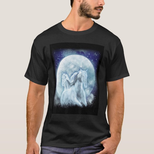 Camiseta Gráficos de Cavalo Majestoso Lua Cheia (Frente)