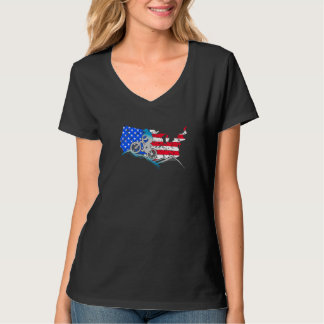 Camiseta Gráficos de Ciclista de Montanha com Bandeira Amer