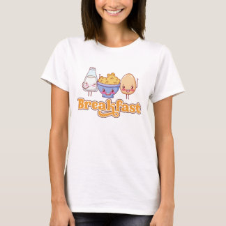 Camiseta Gráficos de Comida de Café da Manhã Fofa