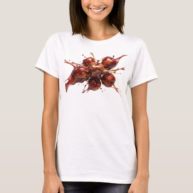 Camiseta Gráficos de Designer de Maçã Abstrata Vermelha com (Frente)