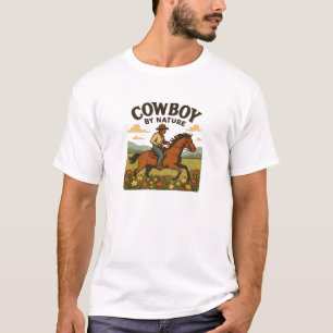 Camiseta Gráficos de Flor Silvestre de Cowboy da Natureza