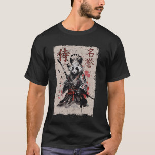 Camiseta Gráficos de Gambá Guerreiro Samurai, Arte Japonês