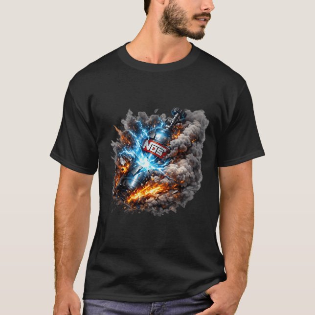 Camiseta Gráficos de Garrafa de Óxido Nitroso NOS Explodind (Frente)