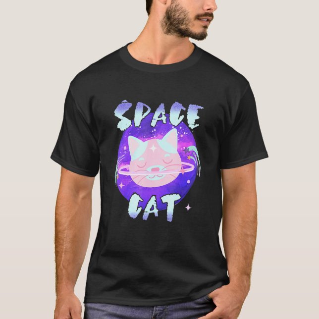 Camiseta Gráficos de Gato Espacial (Frente)