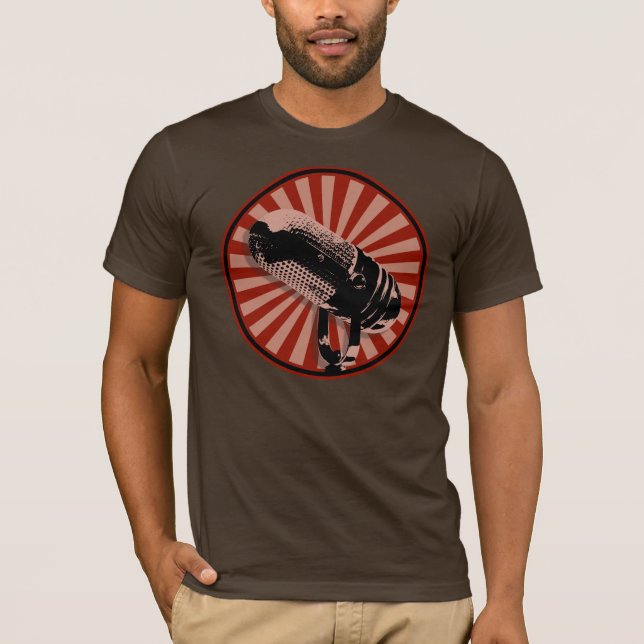 Camiseta Gráficos de Microfone Retro em Vermelho (Frente)