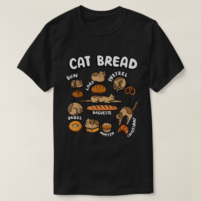 Camiseta Gráficos de Pão de Gato Meme Fofos (Frente do Design)