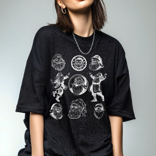 Camiseta Gráficos de Papai Noel Antigo para Mulheres
