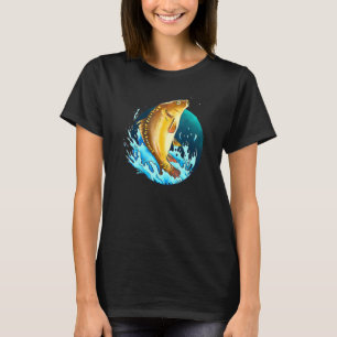 Camiseta Gráficos de Pesca de Carpa para Férias de Pesca e