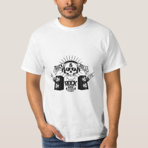 Camiseta Gráficos do Rock & Roll Skull Music Fest