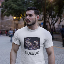 Camiseta Gráficos Épicos de Kung Fu com Gatinhos Siameses d