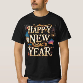 Camiseta Gráficos Festivos de Ano Novo
