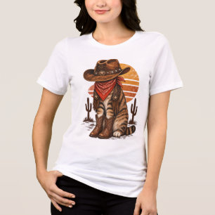 Camiseta Gráficos Western de Gato Cowboy Vintage – Rodeio R