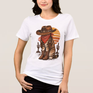 Camiseta Gráficos Western de Gato Cowboy Vintage – Rodeio R