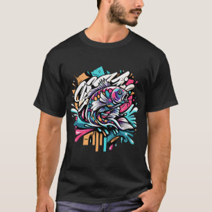 Camiseta Grafite com uma imagem de uma carpa.