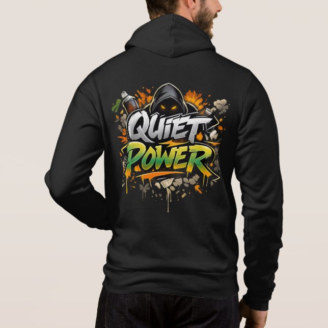 Camiseta Grafite de Arte de Rua com Poder Silencioso Design (Verso)