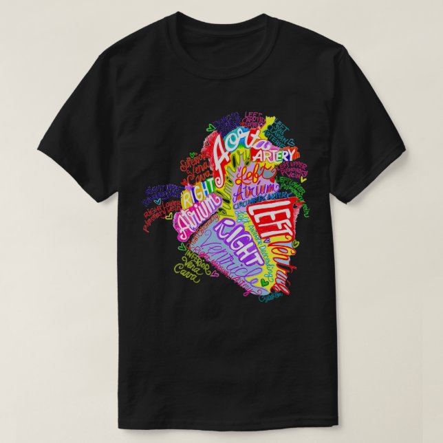 Camiseta Grafite de Arte do Coração Anatômico (Frente do Design)