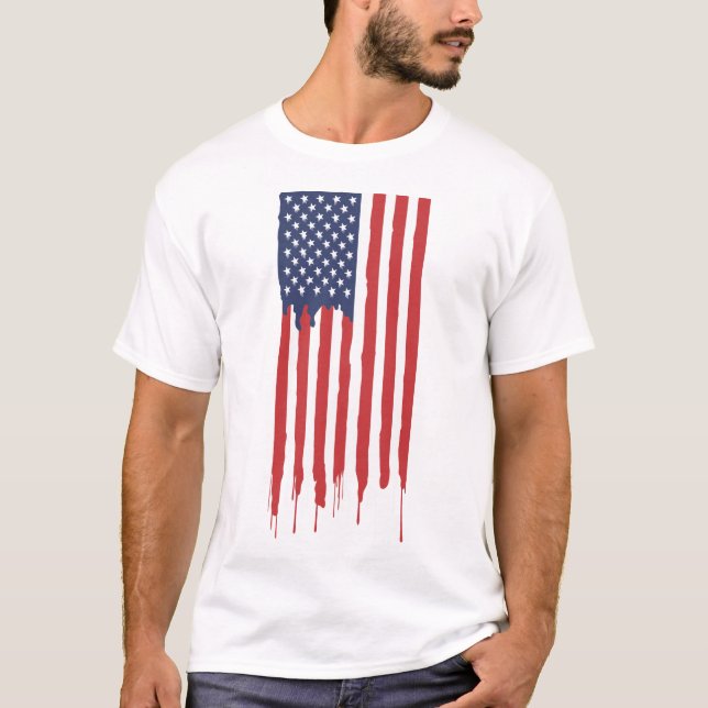 Camiseta Grafite de Bandeira Americano Patriótico (Frente)