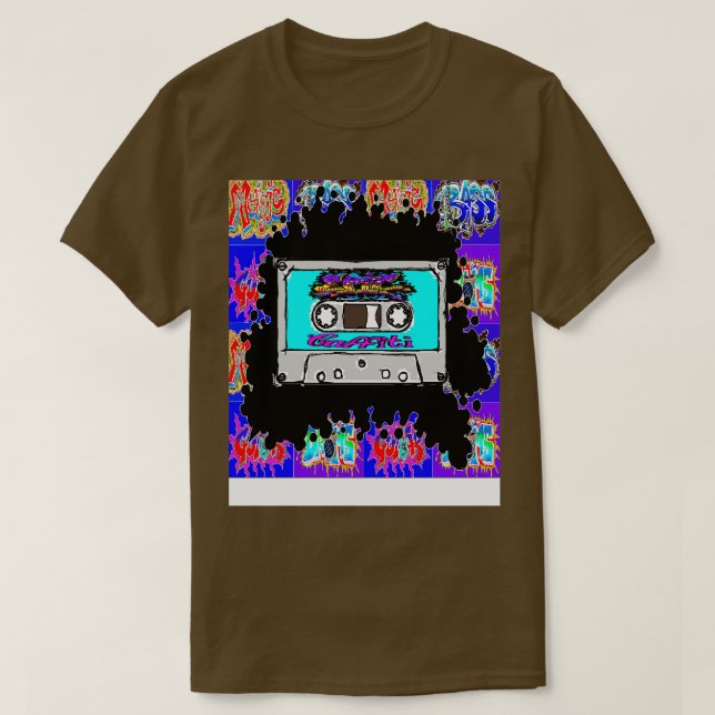 Camiseta grafite de cassete azul épico (Frente do Design)