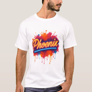 Camiseta Grafite de Phoenix Neon - Brilho de Arte na Rua Re