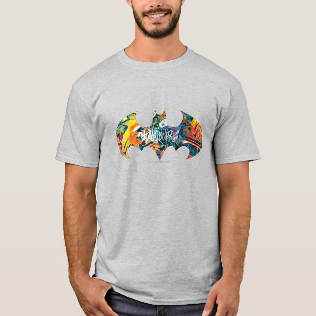 Camiseta Grafite do logotipo Batman Neon/80s (Frente)